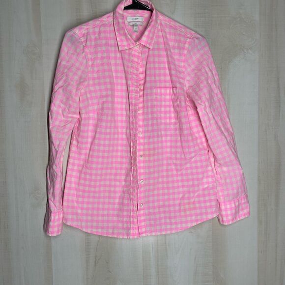J. Crew pink and white checked long sleeve shirt, size 4 - Picture 6 of 12